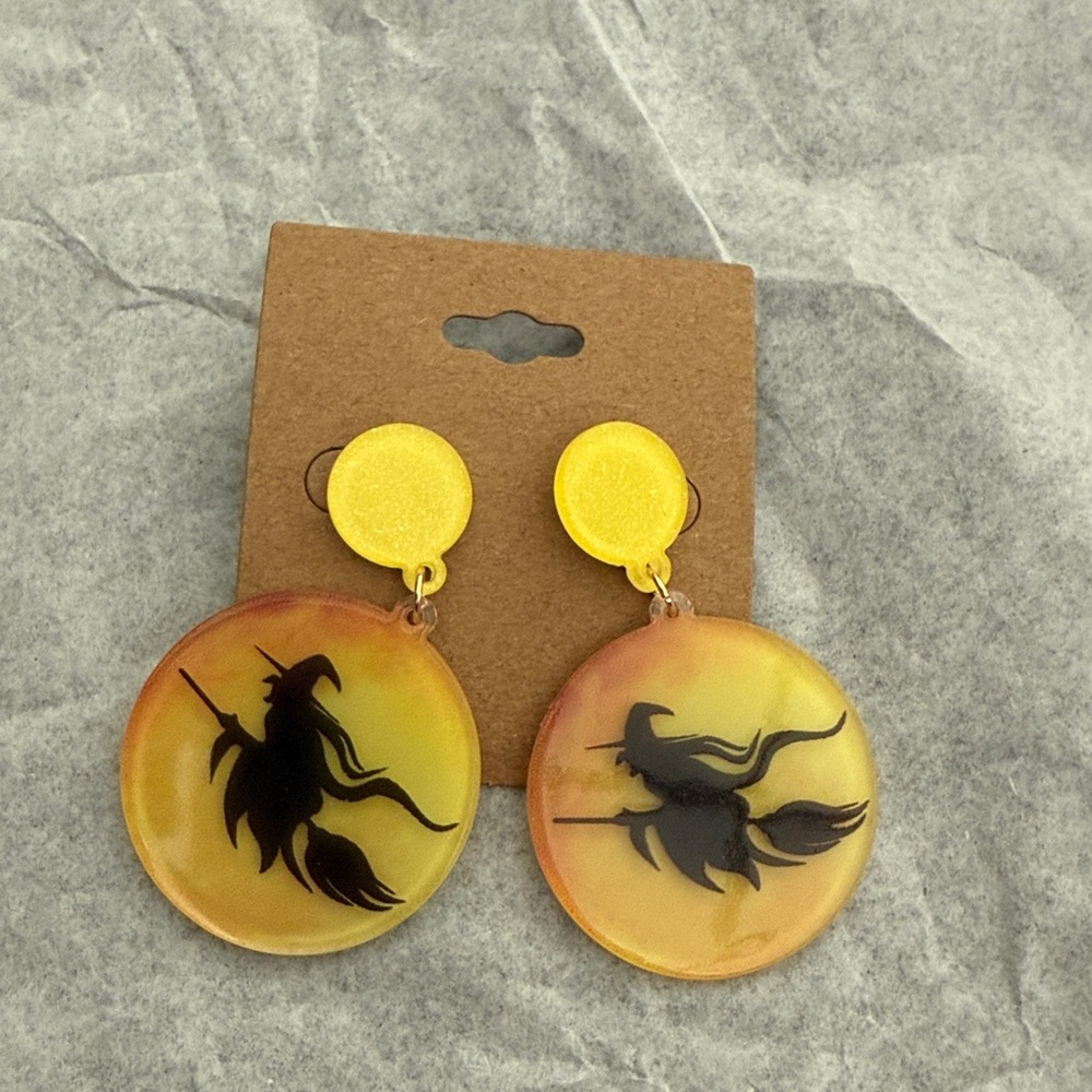 Witch Silhouette Dangle Earrings